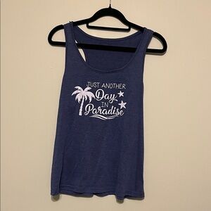 Blue Tank Top with Palm Tree Print